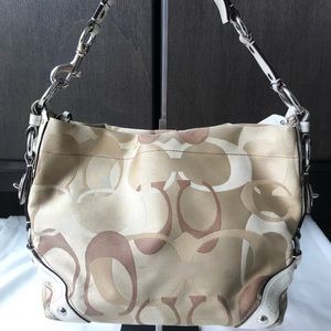 Coach Handbag Tan/White Handles